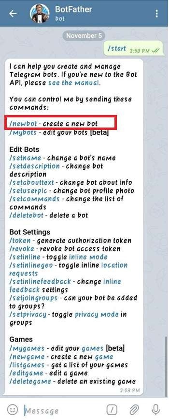 creating newbot for telegram how to create chatbot on telegram